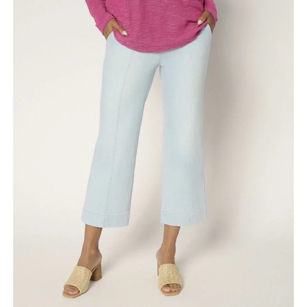 Belle by Kim Gravel Tall TripleLuxe Denim Cropped Traveler Jean Sz 14 Rinse Wash